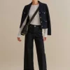 Crease Front Turn Up Wide-Leg Jean