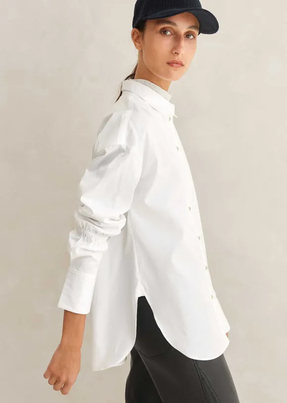 Crease Less Cotton Elastic Sleeve Shirt