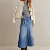 Denim Insert Midi Skirt
