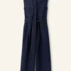 Denim Wide-Leg Crop Jumpsuit
