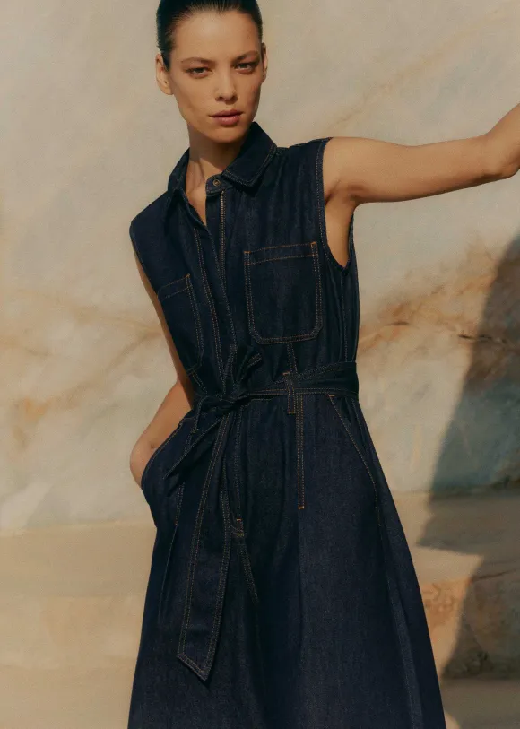 Denim Wide-Leg Crop Jumpsuit