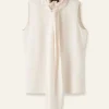 Dot Jacquard Pussybow Layering Tank