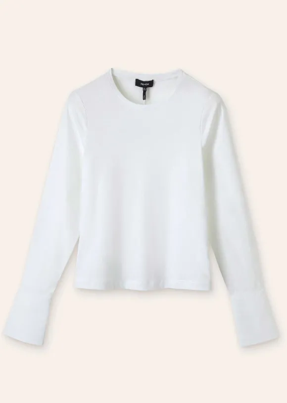 Feature Button Crew Neck Layering Shirt