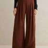 Flannel High-Waisted Wide-Leg Trouser