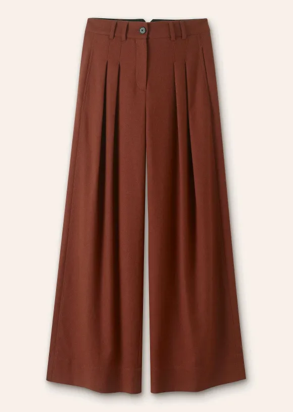 Flannel High-Waisted Wide-Leg Trouser