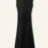 Fluid Crepe Cap Sleeve Midi Dress