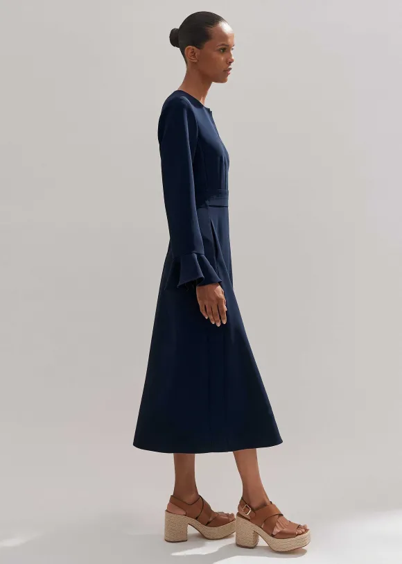 Fluid Crepe Elegant Midi Dress