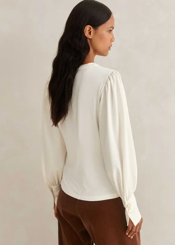 Fluid Satin Crew Neck Layering Blouse