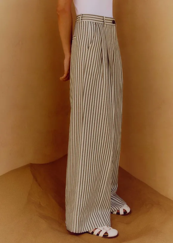 Fluid Stripe Straight-Leg Trouser