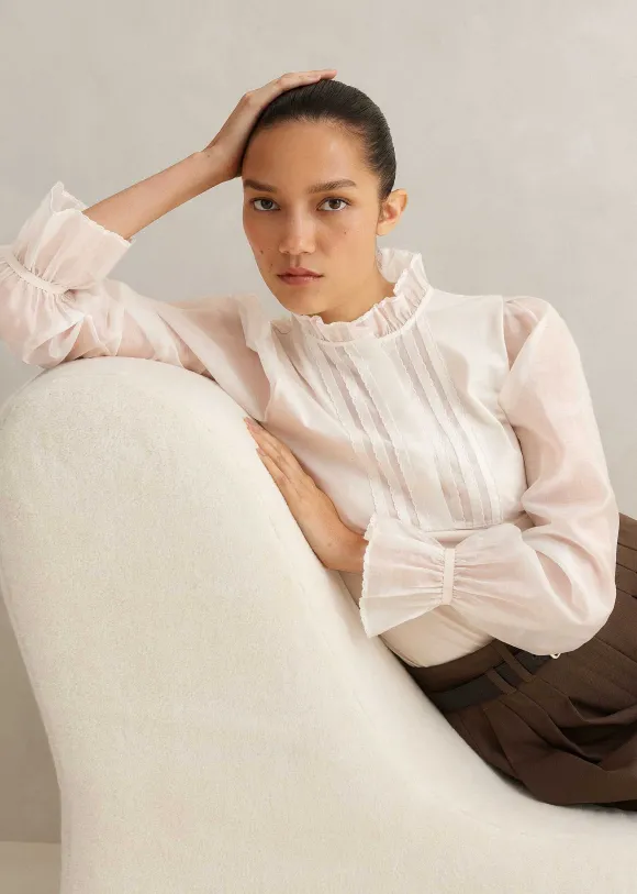 Frill Neck Scallop Detail Layering Blouse