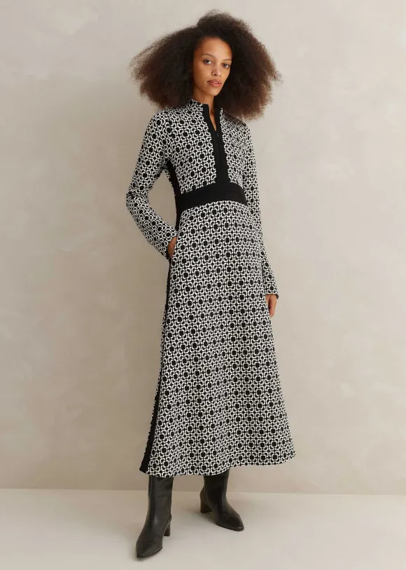 Graphic Jacquard Ponte Maxi Dress