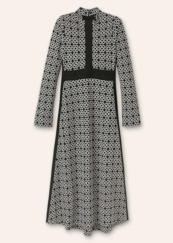 Graphic Jacquard Ponte Maxi Dress
