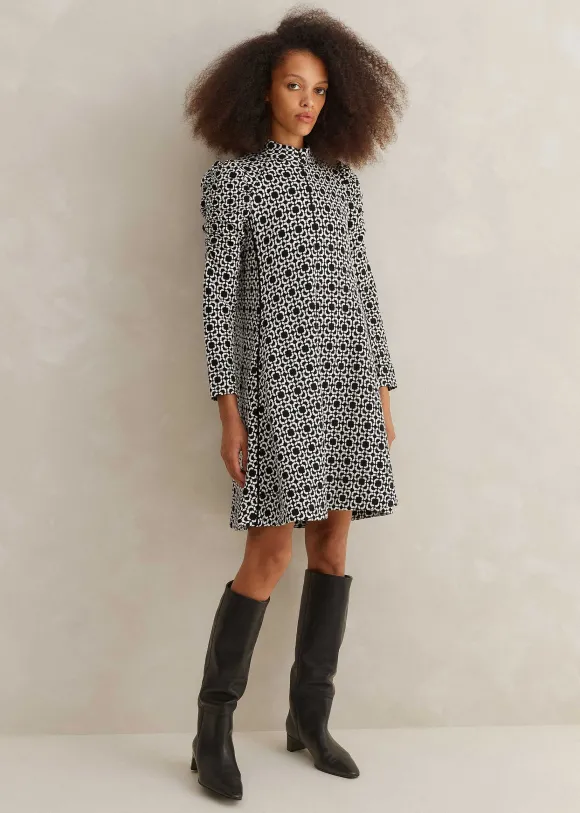 Graphic Jacquard Ponte Swing Dress