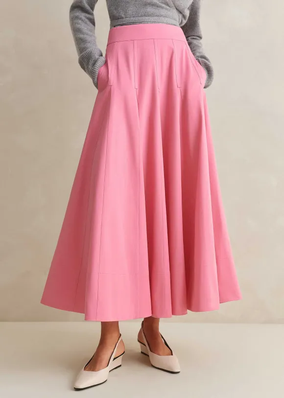 Heavy Cotton Sateen Maxi Skirt