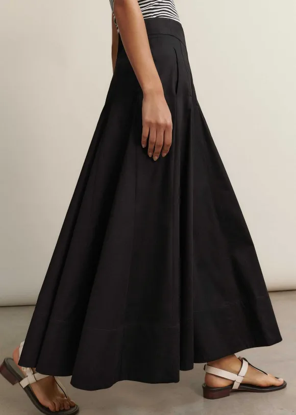 Heavy Cotton Sateen Maxi Skirt