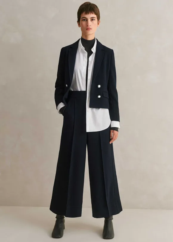 High Waisted Wide Leg Cropped Trouser Suit