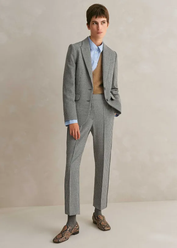Houndstooth Blazer + Slim Crop Trouser Suit