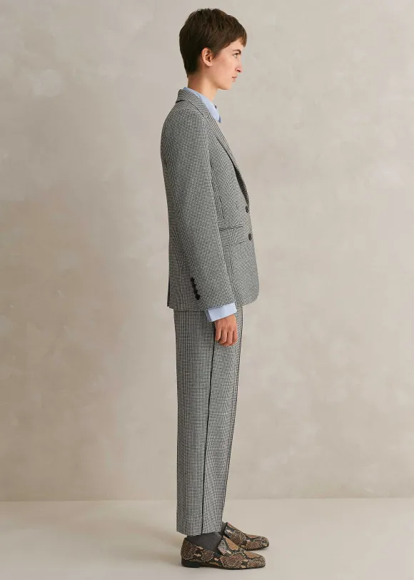 Houndstooth Blazer + Slim Crop Trouser Suit