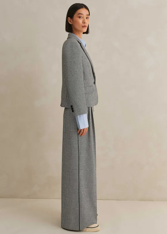 Houndstooth Cropped Jacket + Man Pant Suit