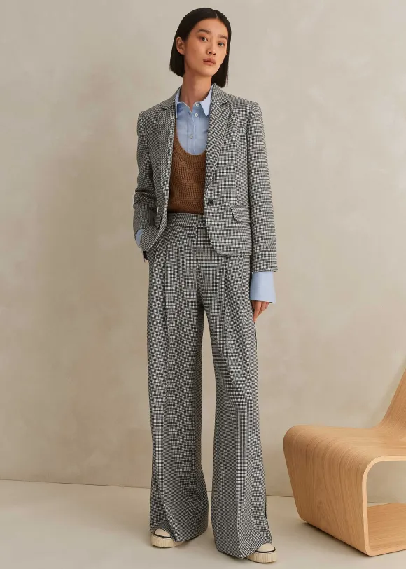 Houndstooth Cropped Jacket + Man Pant Suit