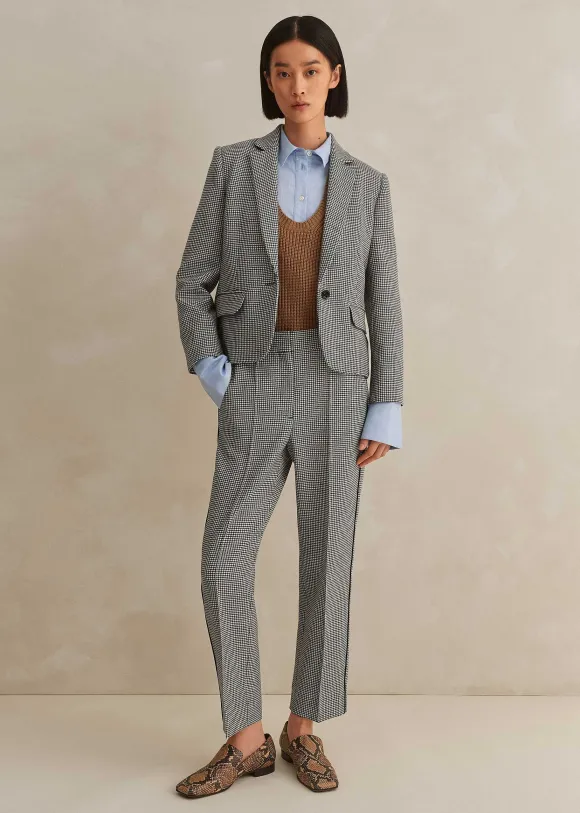 Houndstooth Cropped Jacket + Slim Crop Trouser Suit