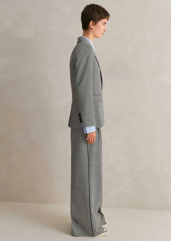 Houndstooth Pleated Man Pant Suit