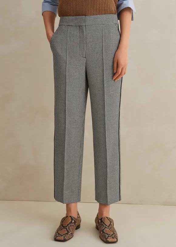 Houndstooth Slim Crop Trouser