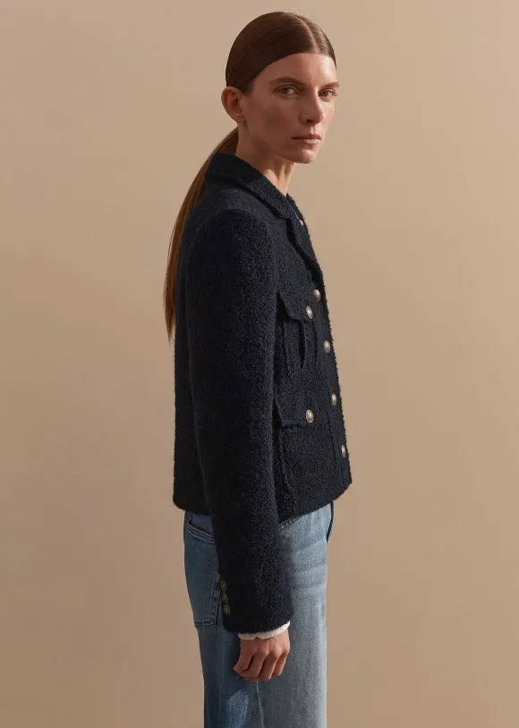Italian Boucl Military Crop Jacket