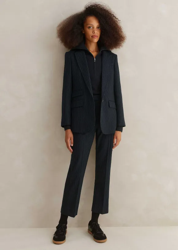 Italian Pinstripe Slim Crop Trouser