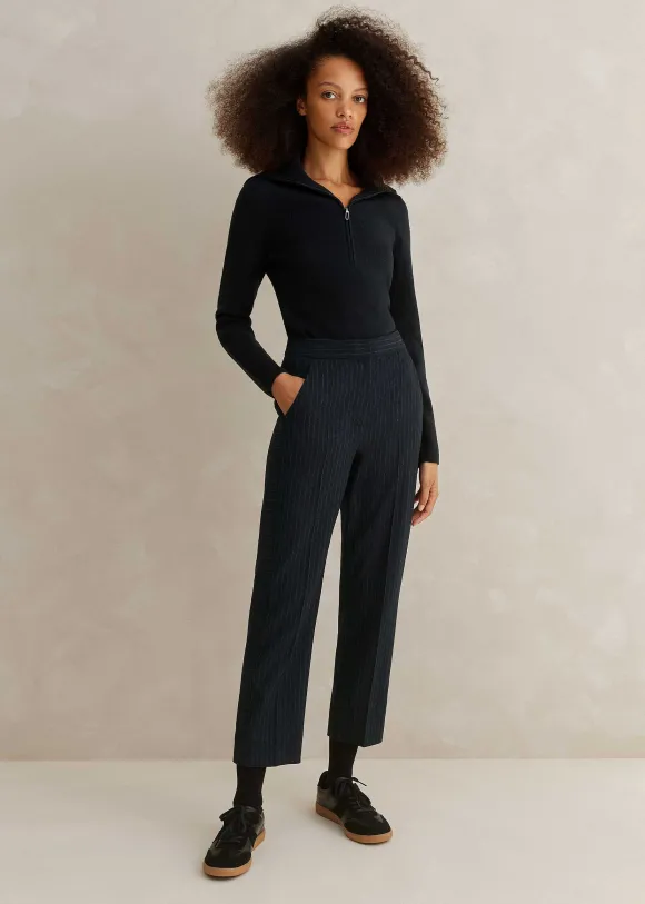 Italian Pinstripe Slim Crop Trouser