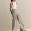Italian Pinstripe Wide-Leg Trouser