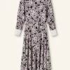 Lace Flower Print Shirt Maxi Dress + Belt