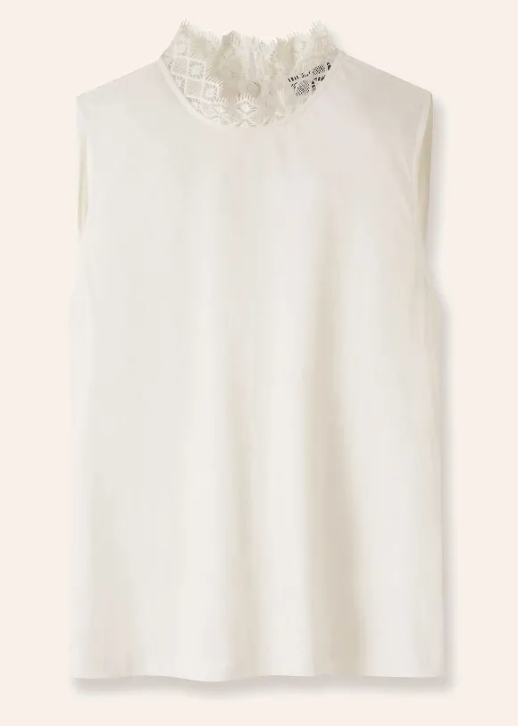 Lace Trim Crew Neck Layering Tank