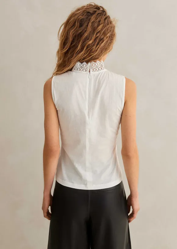 Lace Trim Crew Neck Layering Tank