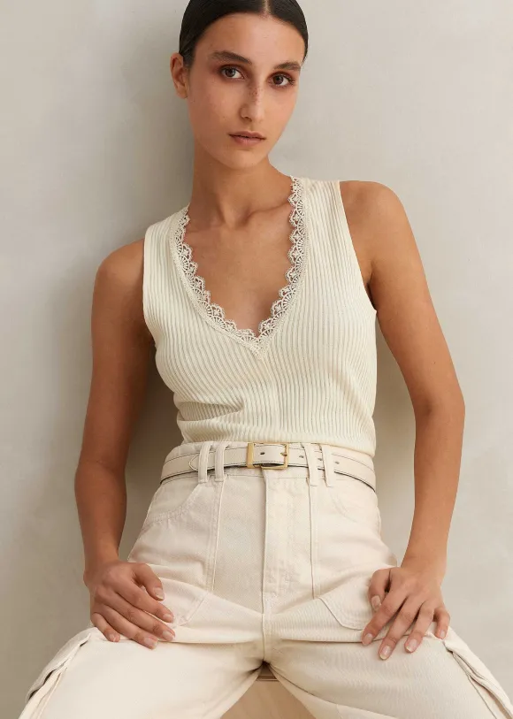 Lace Trim V Neck Layering Tank