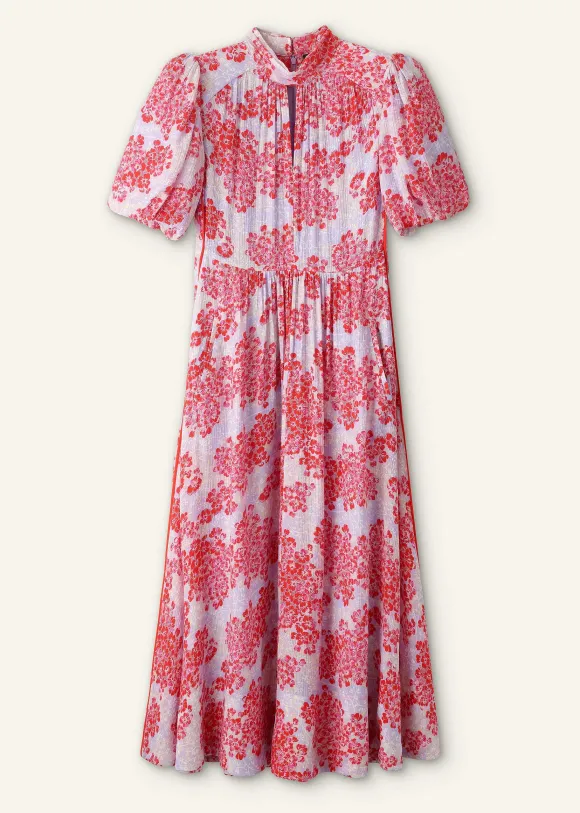 Layered Violets Print Midi Dress + Belt