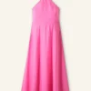 Linen-Blend Crossover Maxi Dress