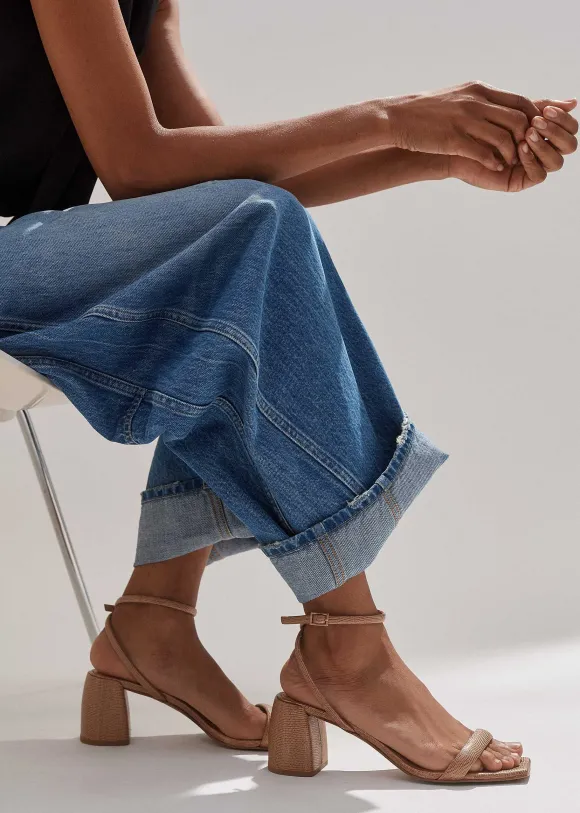 Lizard Print Feature Heel Sandal