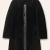 Luxe Shearling Leather Mix Swing Coat