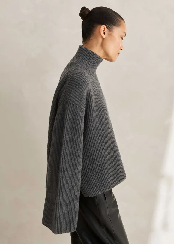 Merino Cashmere Crop Half Zip Jumper