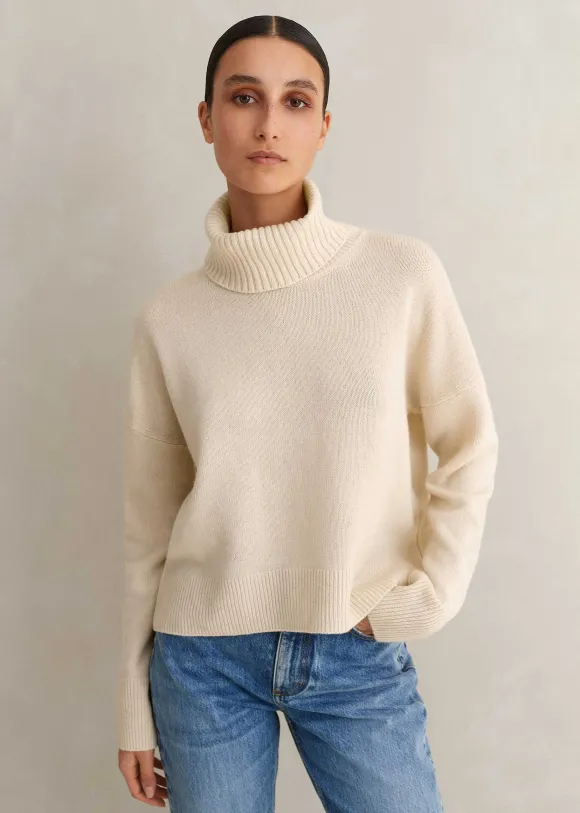 Merino Cashmere Curved Hem Jumper + Snood