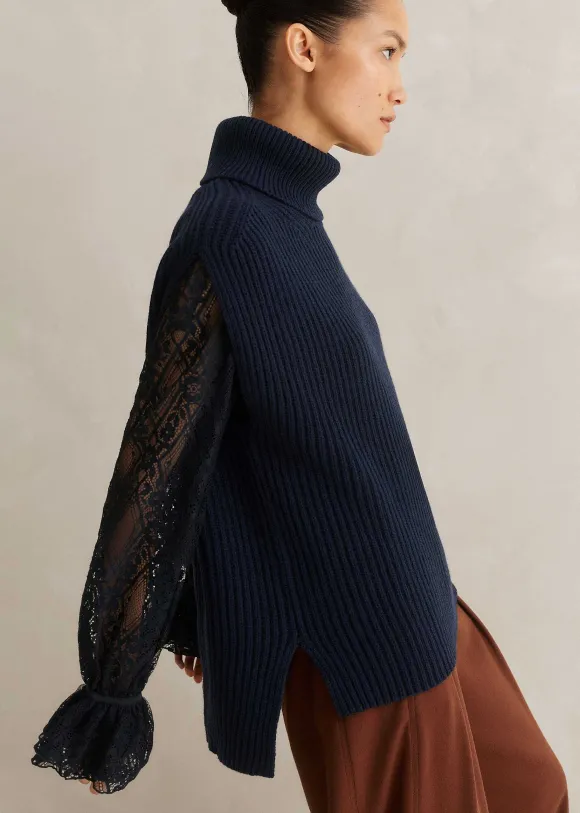 Merino Cashmere Relaxed Roll Neck Vest