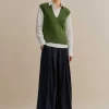 Merino Cashmere Relaxed V Neck Vest