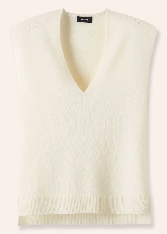 Merino Cashmere Relaxed V Neck Vest