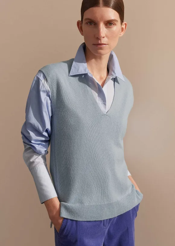 Merino Cashmere Relaxed V-Neck Vest
