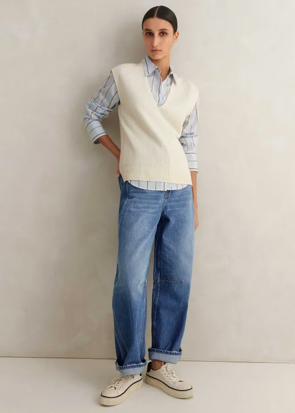 Merino Cashmere Relaxed V Neck Vest