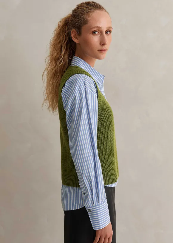Merino Cashmere Ribbed Scoop Neck Vest