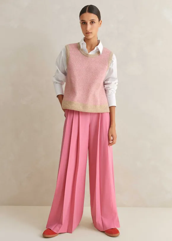 Merino Cashmere Silk Lace Stitch Vest + Snood