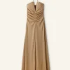 Metallic Halterneck Maxi Dress