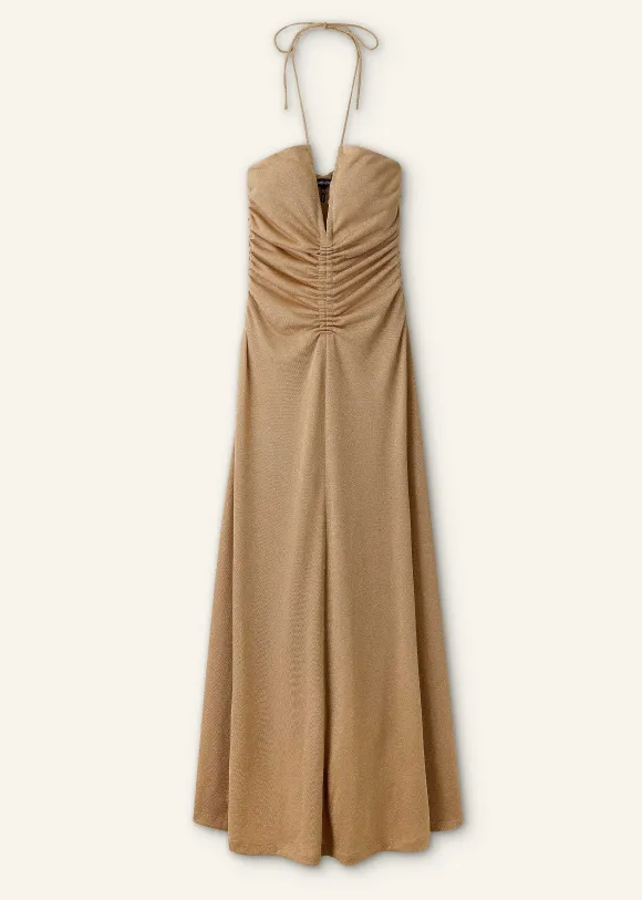 Metallic Halterneck Maxi Dress